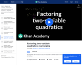 Factoring quadratics with two variables example