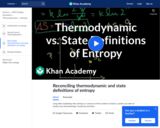 Reconciling Thermodynamic and State Definitions of Entropy