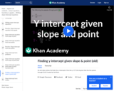 Finding y intercept given slope and point