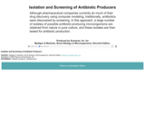 Isolation and Screening of Antibiotic Producers