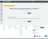 Higher Education Syllabus Sharing - Todd Kler