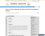 Federal Register :: Loans of Library Materials for Blind and Other Print-Disabled Persons