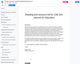 CSE 624: Internet for Educators Reading & Resource List