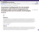 AEM Center: Innovation Configuration for the Quality Indicators with Critical Components for Providing AEM and Accessible Technologies in K-12
