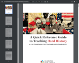 A Quick Reference Guide to Teaching Hard History: A K-12 FRAMEWORK FOR TEACHING AMERICAN SLAVERY