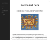 INDIGENOUS VOICES AND REPRESENTATION IN BOLIVIA AND PERU