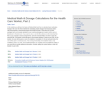 Medical Math & Dosage Calculations for the Health Care Worker
