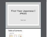 First Year Japanese I - JPN101