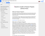 Teacher's Guide to Passion Projects (Genius Hour)