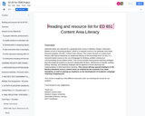 ED 651 Reading and resource list