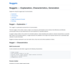 Nuggets — Explanation, Characteristics, Generation
