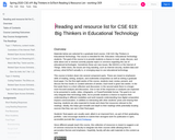 Spring 2020 CSE 619: Big Thinkers in EdTech Reading & Resource List--working OER