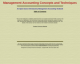 Management Accounting Concepts and Techniques