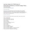 Topics in International Relations: Chinese Foreign Policy lecture videos