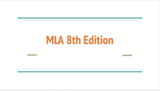 MLA 8th Edition