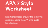 APA 7 Worksheet