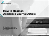 How to Read a Journal Article - An Open Access Guide