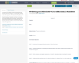 Ordering and Absolute Value of Rational Numbers