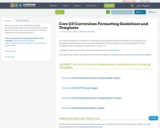 Core 3.0 Curriculum Formatting Guidelines and Templates