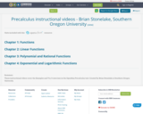 Precalculus instructional videos - Brian Stonelake, Southern Oregon University