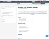 Resource Title - Resource Review 1