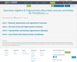 OpenStax Algebra & Trigonometry Recorded Lectures and Notes for Precalculus