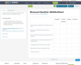 Newscast Checklist—Middle School