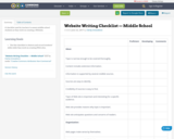Website Writing Checklist — Middle School
