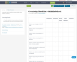 Creativity Checklist —Middle School