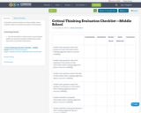 Critical Thinking Evaluation Checklist —Middle School