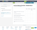 Decision Making Checklist —Middle School