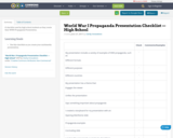 World War I Propaganda Presentation Checklist —High School