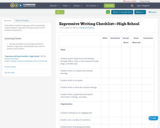 Expressive Writing Checklist—High School