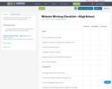 Website Writing Checklist —High School