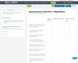 Argumentation Checklist —High School