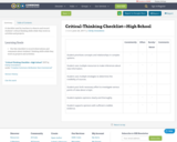 Critical-Thinking Checklist—High School