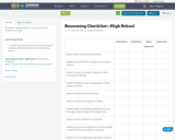 Reasoning Checklist—High School