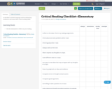Critical Reading Checklist—Elementary