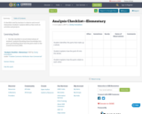 Analysis Checklist—Elementary