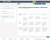 Critical Thinking Evaluation Rubric —Elementary