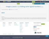 Integers Lesson 1.3:  Adding same signed numbers