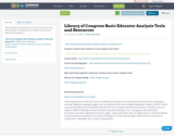Library of Congress Basic Educator Analysis Tools and Resources