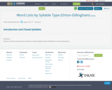 Word Lists by Syllable Type (Orton-Gillingham)
