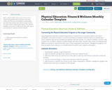 Physical Education: Fitness & Wellness Monthly Calendar Template