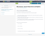 Ella Lessons - Inverse Operations and Algebra