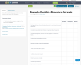 Biography Checklist—Elementary - 3rd grade