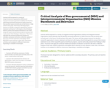 Critical Analysis of Non-governmental (NGO) and Intergovernmental Organization (IGO) Mission Statements and Relevance