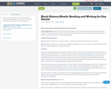 Black History Month: Reading and Writing for Key Details
