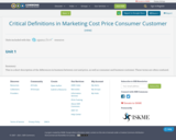 Critical Definitions in Marketing Cost Price Consumer Customer