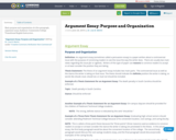 Argument Essay:  Purpose and Organization